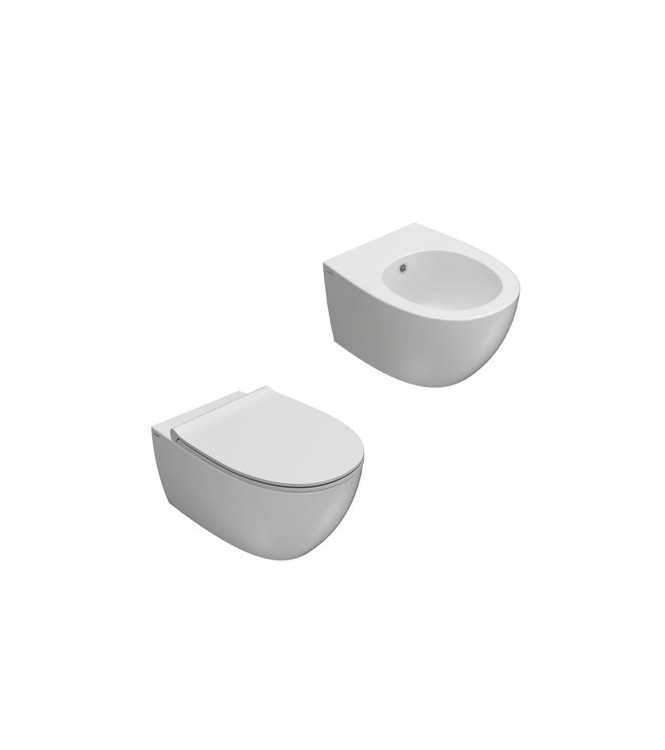 SET SANITARI SOSPESI CERAMICA GLOBO SERIE 4ALL BIANCO LUCIDO MDS03BI + MDS09BI + MDR20BI