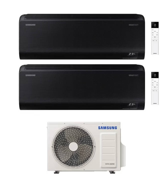 CONDIZIONATORE SAMSUNG WINDFREE BLACK 7000+12000 BTU DUAL SPLIT INVERTER WI-FI  A+++/A++ AJ040TXJ2KG/EU