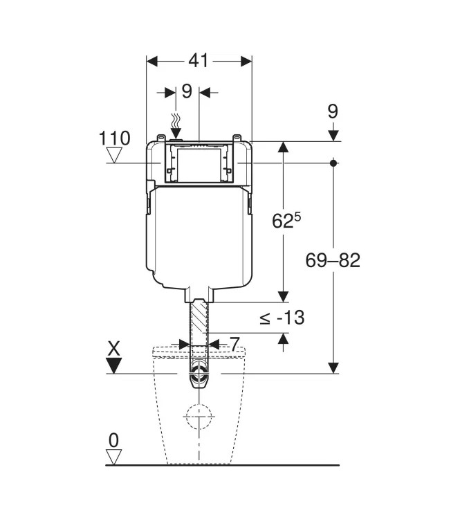 GEBERIT SIGMA 8 BUILT-IN TOILET FLUSH CASSETTE - 109.790.00.1