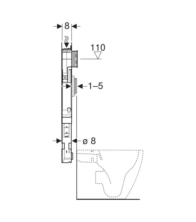 GEBERIT SIGMA 8 BUILT-IN TOILET FLUSH CASSETTE - 109.790.00.1