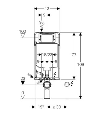 GEBERIT SIGMA 8 COMBIFIX ITALIA CONCEALED WALL-HUNG TOILET FLUSH Cistern - 110.790.00.1