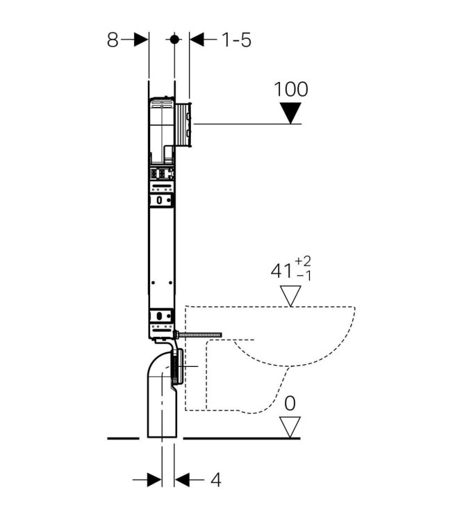GEBERIT SIGMA 8 COMBIFIX ITALIA CASSETTA DI SCARICO WC SOSPESO DA INCASSO - 110.790.00.1