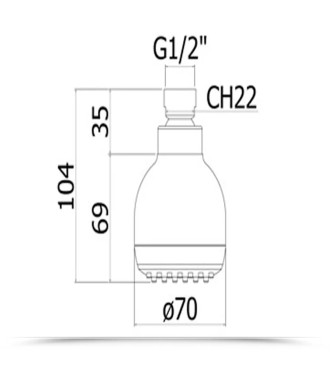 7 CM ANTI-LIME SCALE SHOWER HEAD IN CHROME-PLATED ABS -  ALABAMA BY PAFFONI - ZSOF031CR