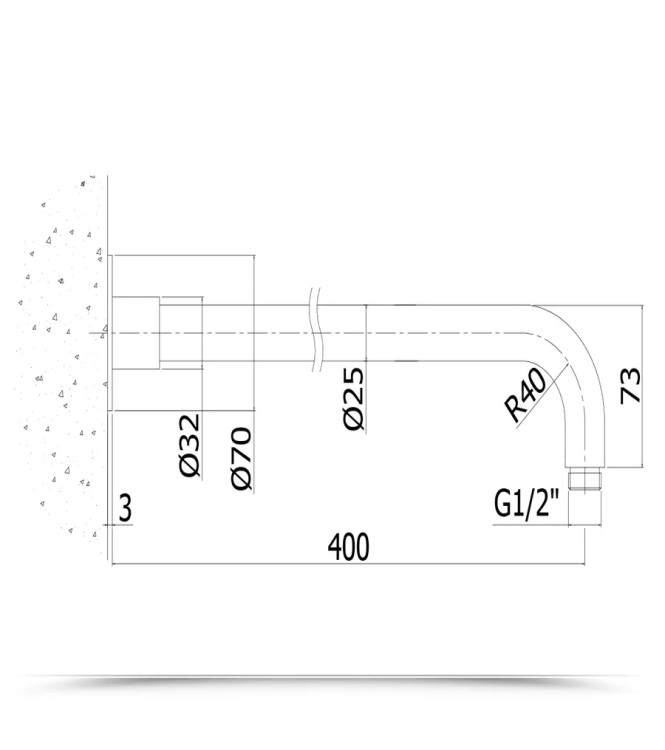 BRACCIO DOCCIA PAFFONI STEEL TONDO A PARETE 40 CM IN ACCIAIO INOX - ZSOF111AC