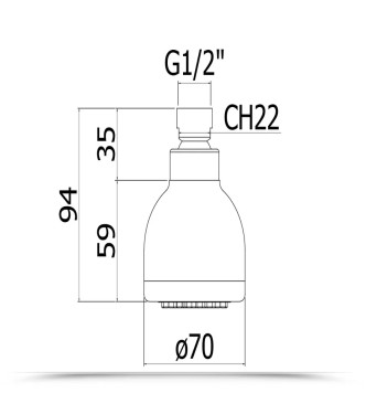 SOFFIONE MONOGETTO 7 CM IN ABS CROMATO -  OREGON DI PAFFONI - ZSOF032CR