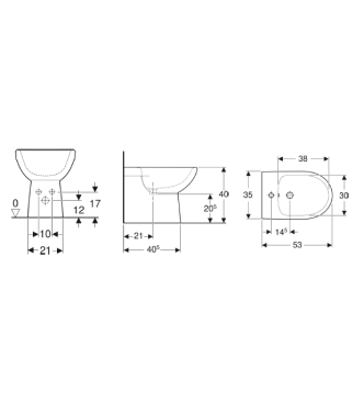 GEBERIT SELNOVA FLOOR-MOUNTED BIDET BTW WHITE - 500.289.01.7