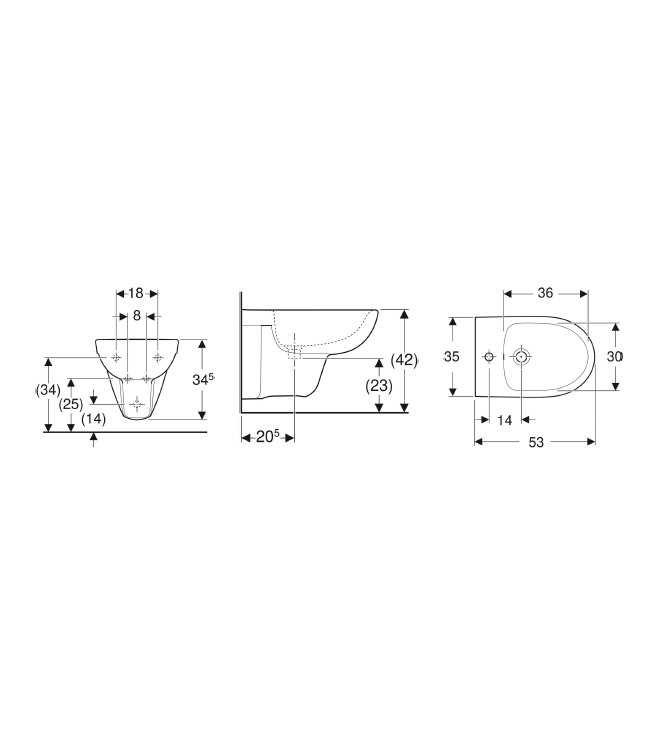 GEBERIT SELNOVA WALL-HUNG BIDET WHITE - 500.264.01.7