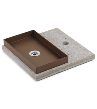 GRANIGLIA BASE WITH RUST-COLORED TRAY - BELFER 42/BSE/6.2