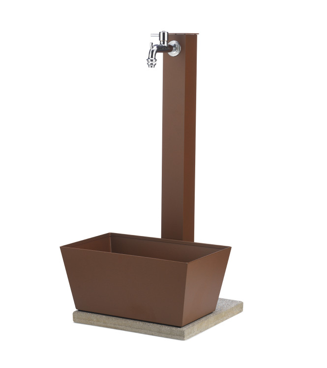 FONTANA WITH RECTANGULAR RUST-COLORED TRAY - BELFER 42/QVR.2