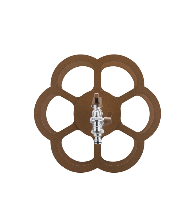 WALL-MOUNTED PIPE HOLDER WITH DOUBLE RUST-COLORED TAP - BELFER 42/FR.2