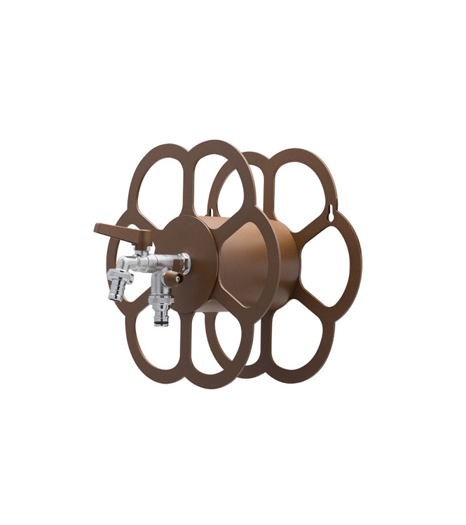 WALL-MOUNTED PIPE HOLDER WITH DOUBLE RUST-COLORED TAP - BELFER 42/FR.2