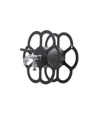 WALL-MOUNTED HOSE HOLDER WITH DOUBLE TAP IN ANTHRACITE - BELFER 42/FR.5