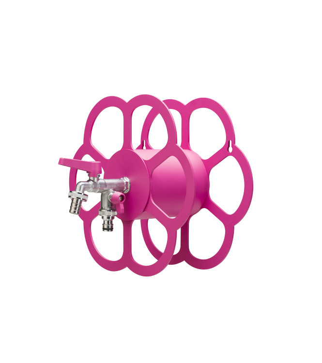 WALL-MOUNTED HOSE HOLDER WITH DOUBLE TAP, CYCLAMEN - BELFER 42/FR.6