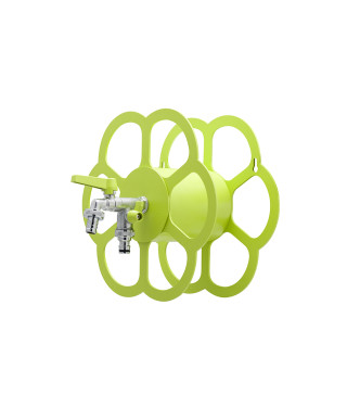 WALL-MOUNTED HOSE HOLDER WITH DOUBLE TAP IN ACID GREEN - BELFER 42/FR.8