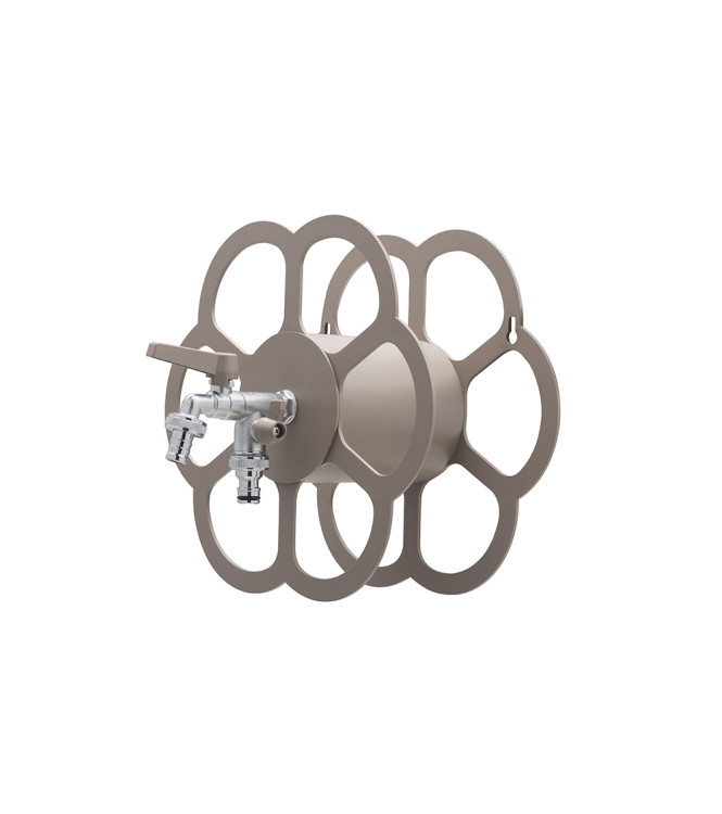 WALL-MOUNTED HOSE HOLDER WITH DOUBLE TAPS IN DOVE GREY - BELFER 42/FR.16