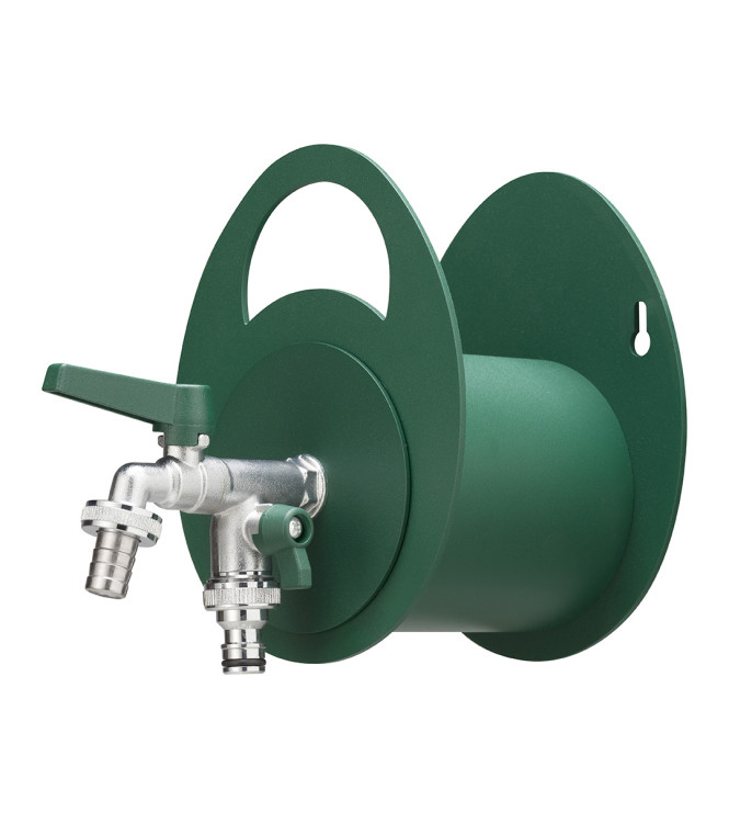 PORTA TUBO A MURO CON DOPPIO RUBINETTO VERDE - BELFER 42/MU.1