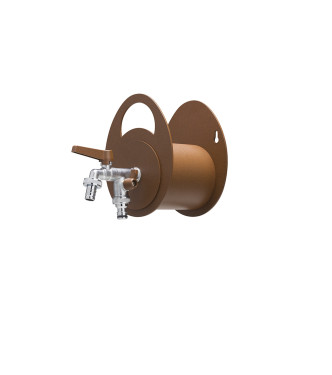 WALL-MOUNTED HOSE HOLDER WITH DOUBLE RUST-COLORED TAP - BELFER 42/MU.2