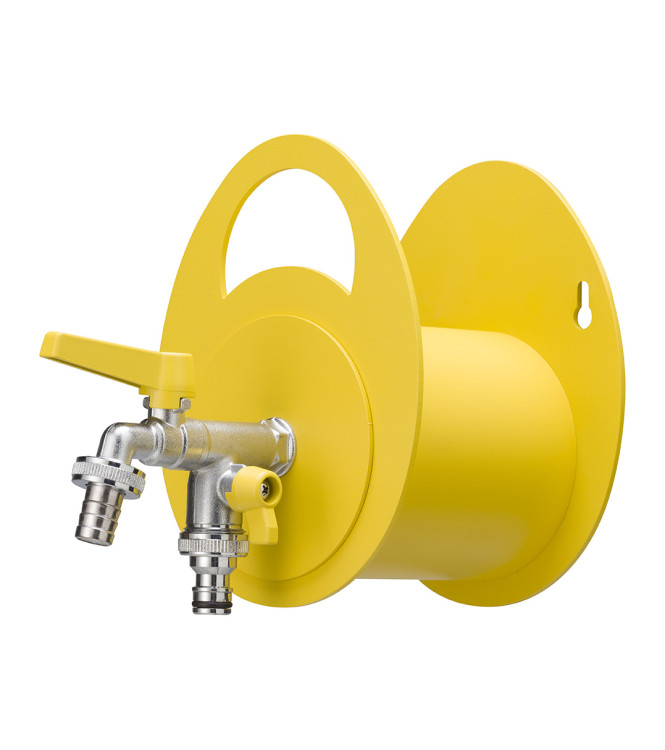 PORTA TUBO A MURO CON DOPPIO RUBINETTO GIALLO - BELFER 42/MU.9