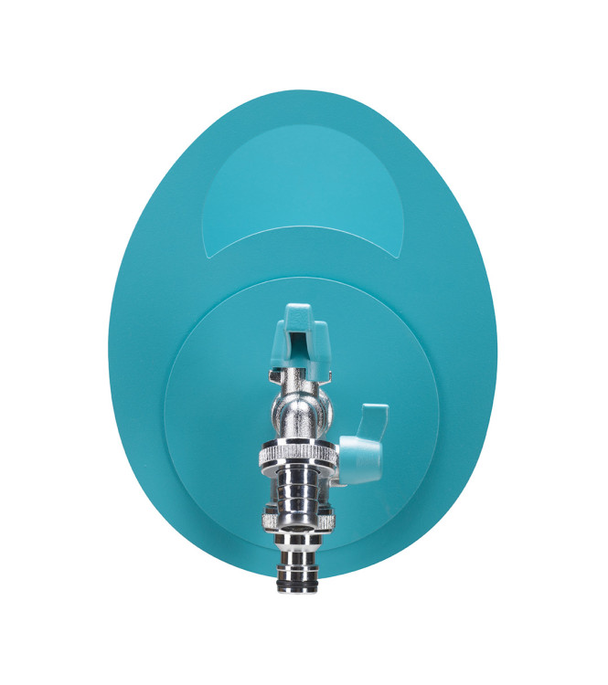 WALL-MOUNTED HOSE HOLDER WITH DOUBLE TURQUOISE TAP - BELFER 42/MU.10