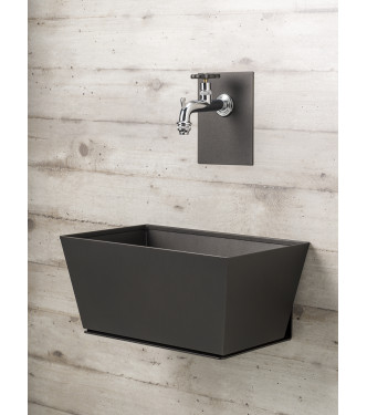 WALL-MOUNTED FOUNTAIN WITH ANTHRACITE BASIN - BELFER 42/PRQ.5