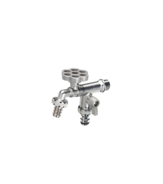 RUBINETTO DOPPIO CON FIORE ALLUMINIO - BELFER RUB/030.14