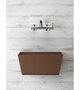 WALL-MOUNTED FOUNTAIN WITH RUST-COLORED MIXER - BELFER 42/PRQM.2