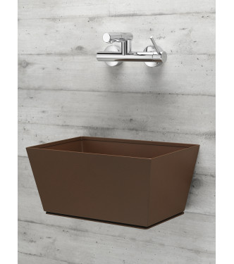 WALL-MOUNTED FOUNTAIN WITH RUST-COLORED MIXER - BELFER 42/PRQM.2