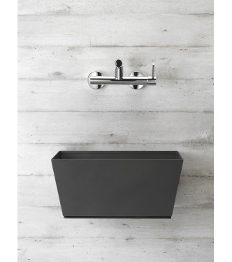 WALL-MOUNTED FOUNTAIN WITH ANTHRACITE MIXER - BELFER 42/PRQM.5