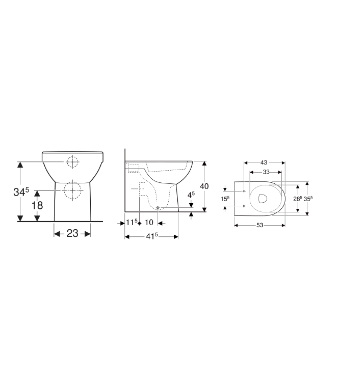 GEBERIT SELNOVA BACK TO WALL FLOOR-MOUNTED TOILET WHITE - 500.844.00.7