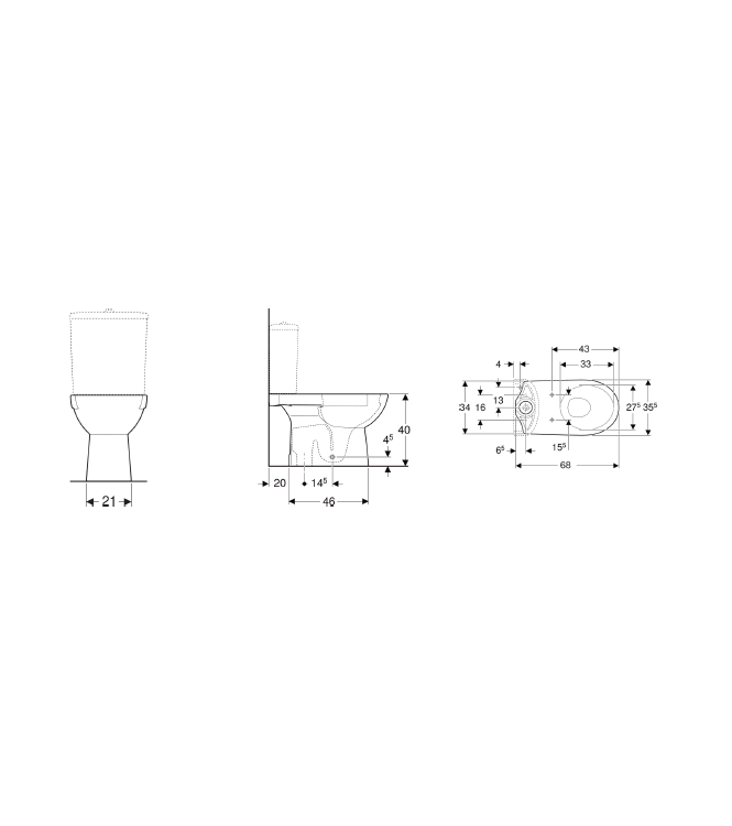GEBERIT SELNOVA FLOOR-MOUNTED TOILET WITH FLOOR DRAIN WHITE - 500.151.01.7