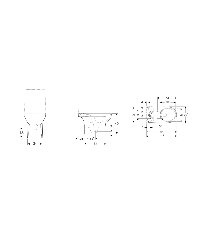 GEBERIT SELNOVA FLOOR-MOUNTED TOILET FOR RIMFREE EXTERNAL Cistern WHITE - 500.488.01.7