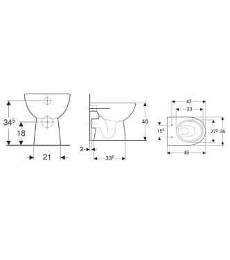 GEBERIT SELNOVA P FLOOR-MOUNTED TOILET WITH WALL-MOUNTED FLUSH, WHITE - 500.955.00.7