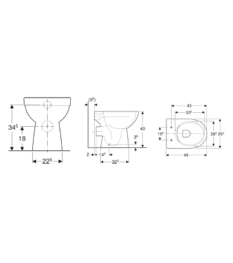 GEBERIT SELNOVA P VASO A TERRA SCARICO A PARETE RIMFREE BIANCO - 500.480.01.7
