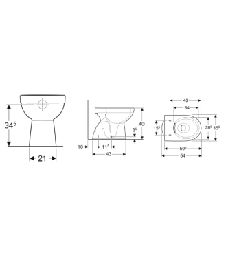 GEBERIT SELNOVA S FLOOR-MOUNTED TOILET WITH RIMFREE FLOOR DRAIN WHITE - 500.399.01.7