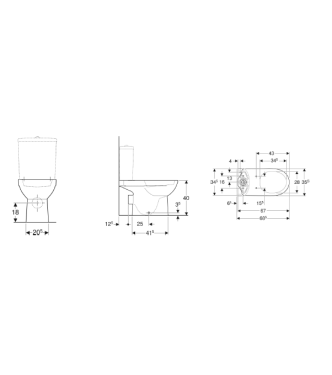 GEBERIT SELNOVA DUO P FLOOR-MOUNTED TOILET WITH WALL-MOUNTED FLUSH, WHITE - 500.287.01.7