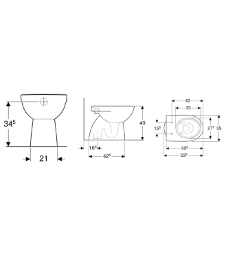 GEBERIT SELNOVA S FLOOR-MOUNTED TOILET WITH FLOOR DRAIN, WHITE - 500.956.00.7