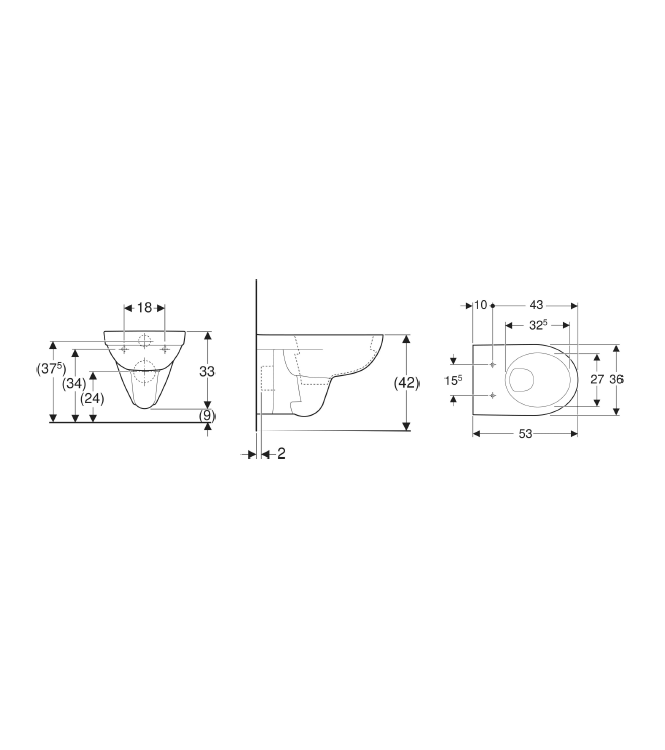 GEBERIT SELNOVA WALL-HUNG TOILET WHITE - 500.260.01.7