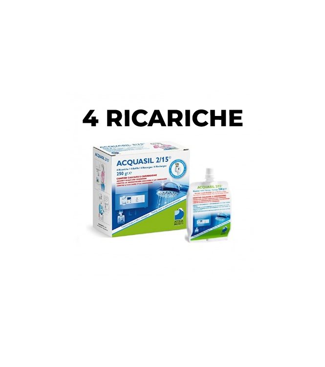 4 RICARICHE ACQUASIL 2/15 250 GR. - ANTICORROSIVO ANTINCROSTANTE PER POMPE MINIDUE - ACQUA BREVETTI PC100