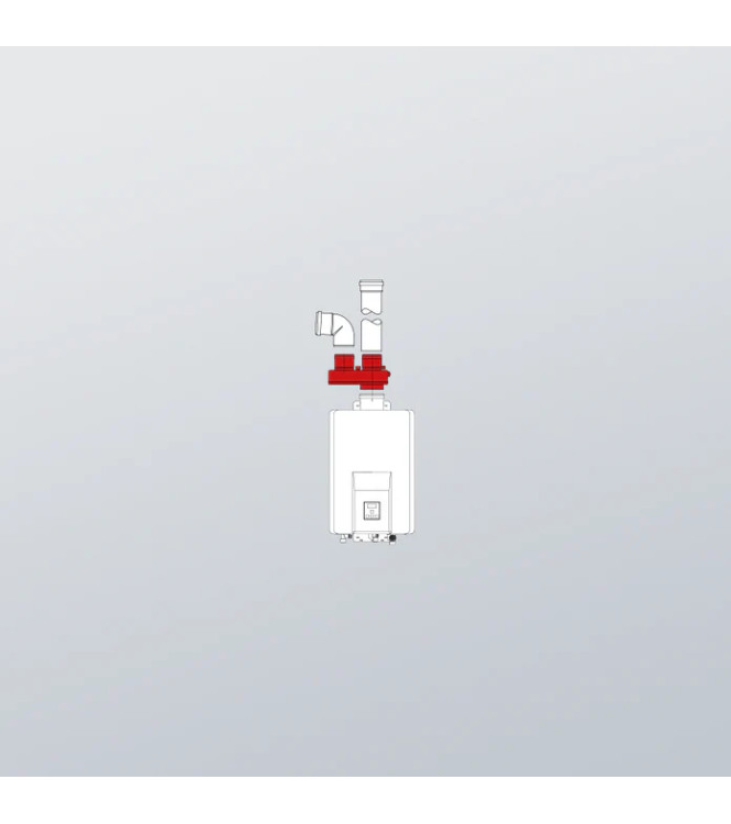 SDOPPIATORE ARIA-FUMI 80/80 RINNAI CON RACCOGLI CONDENSA - FOT-HX060-A08