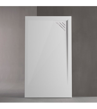 DUPLACH STONE MIO SMOOTH SHOWER TRAY 140X80 WHITE WITH GRATE AND DRAIN - STONEMIO14080BN