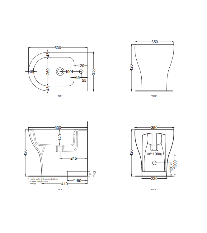 ENJOY FLOOR-MOUNTED BIDET 1F 35x53 LINEN - EJBILN