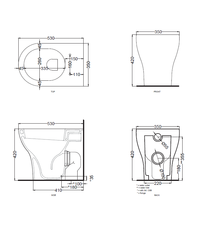 ENJOY FLOOR-MOUNTED TOILET 35x53  LINEN - EJVALN