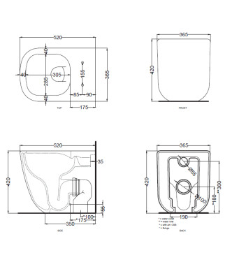 ERA FLOOR-MOUNTED TOILET WITHOUT FLUSH 52x36.5 CEMENT - ERVAKCM