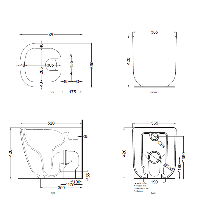 ERA WC A TERRA SENZA BRIDA 52x36,5  SMERALDO - ERVAKSM CERAMICA CIELO