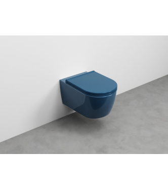 SMILE WALL-HUNG TOILET WITHOUT FLUSH PLATE + FASTENERS 53x35 OLTREMARE - SMVSNWKOL