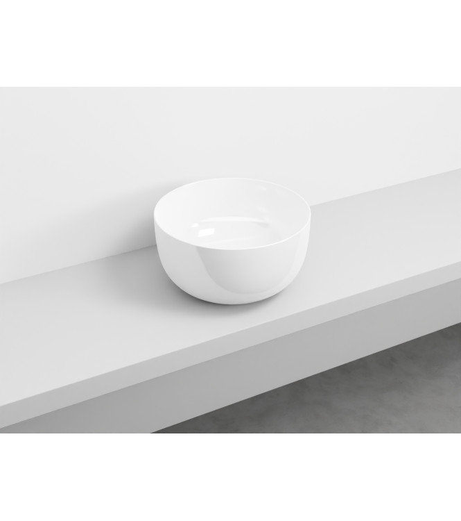 ERA SHALLOW TRAY WITHOUT OVERFLOW Ø 45 H.24 GLOSSY WHITE - BAERA