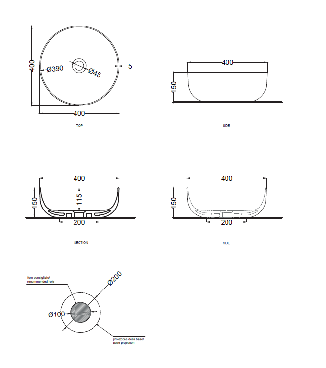 ERA SMALL SHELF TRAY Ø 40xH.15 CEMENT - BAERA40CM