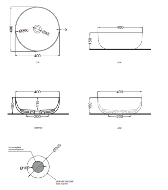 ERA SMALL SHELF TRAY Ø 40xH.15 LINEN - BAERA40LN