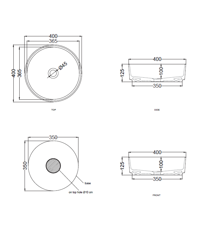 SHUI COMFORT WASHBASIN Ø 40 LINEN - SHCOLAT40LN