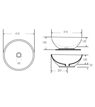 LAVABO APPOGGIO 415 X 415 X 155 BIANCO LUCIDO - LAR001 AQUALIFE